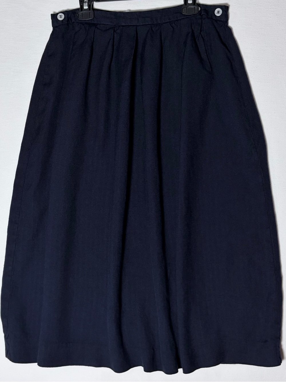 Vtg JH Collectibles ILGWU Pleated Midi Skirt Women's Size 16 Navy USA Very Good